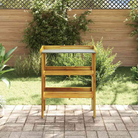 Vidaxl Botto -Tisch mit 2 Regalen fester Akaziahout und Zink