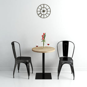 Vidaxl bistrotafel rond 60x75 cm mdf en staal eikenkleur