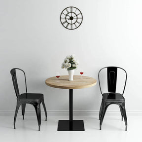 Vidaxl bistrotafel rond 80x75 cm mdf en staal eikenkleur