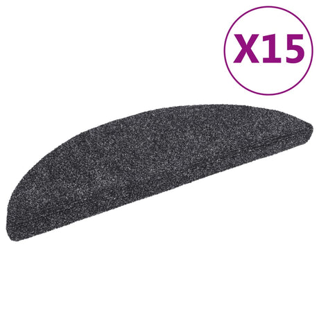 Vidaxl Treppenmatten Selbstadhäsiv 15 Teile 56x17x3 cm dunkelgraue Hemisphäre