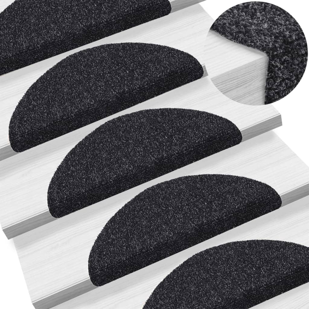 Vidaxl Treppenmatten Selbstadhäsiv 15 Teile 56x17x3 cm schwarze Hemisphäre
