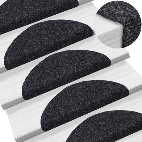 Vidaxl Treppenmatten Selbstadhäsiv 15 Teile 56x17x3 cm schwarze Hemisphäre