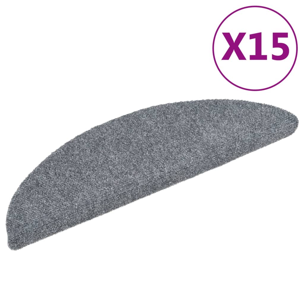 Vidaxl Treppenmatten Selbstadhäsiv 15 Teile 56x17x3 cm hellgrauem Halb