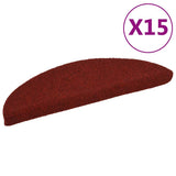 Vidaxl Treppenmatten Selbstadhäsiv 15 Teile 56x17x3 cm Bordeaux Red Semi -Round