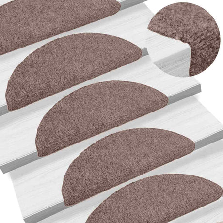 Vidaxx Stufenmatten selbstklebend 15 Stück 65x21x4 cm hellbraun halbrund groß