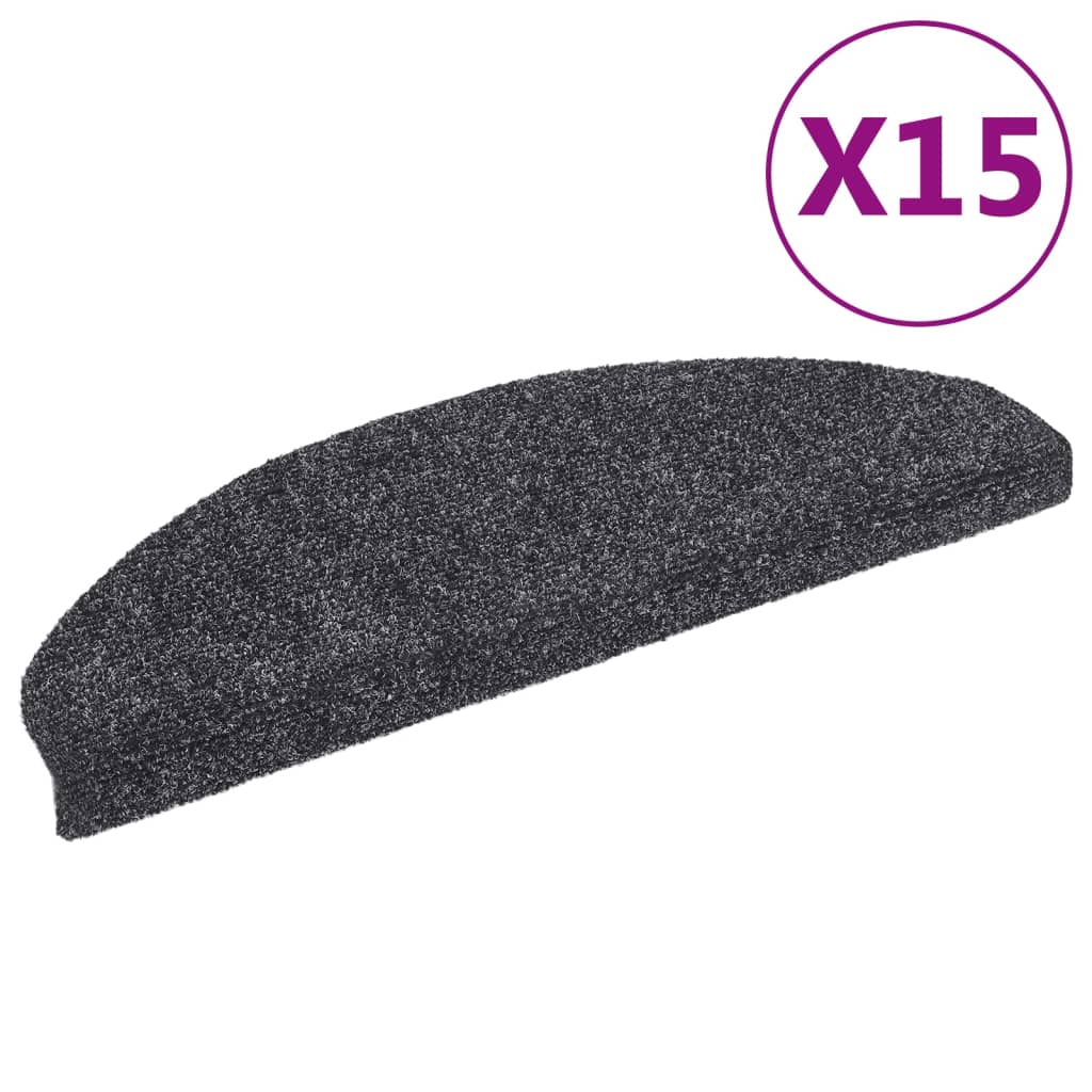 Vidaxl -Treppenmatten Selbstadhäsiv 15 Teile 65x21x4 cm dunkelgraue Hemisphäre groß