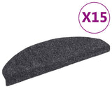 Vidaxl -Treppenmatten Selbstadhäsiv 15 Teile 65x21x4 cm dunkelgraue Hemisphäre groß