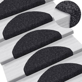 Vidaxl -Treppenmatten selbstadhäsiv 15 Stücke 65x21x4 cm schwarze Halbblöcke groß
