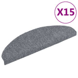 Vidaxl -Treppenmatten selbstadhäsiv 15 Stücke 65x21x4 cm hellgrauem halbstround groß