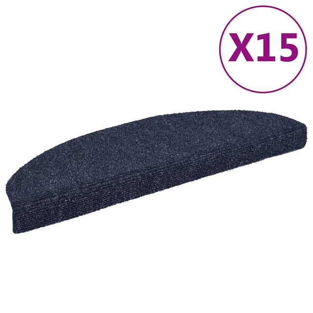 Vidaxl -Treppenmatten Selbstadhäsiv 15 Stücke 65x21x4 cm blau halbround groß