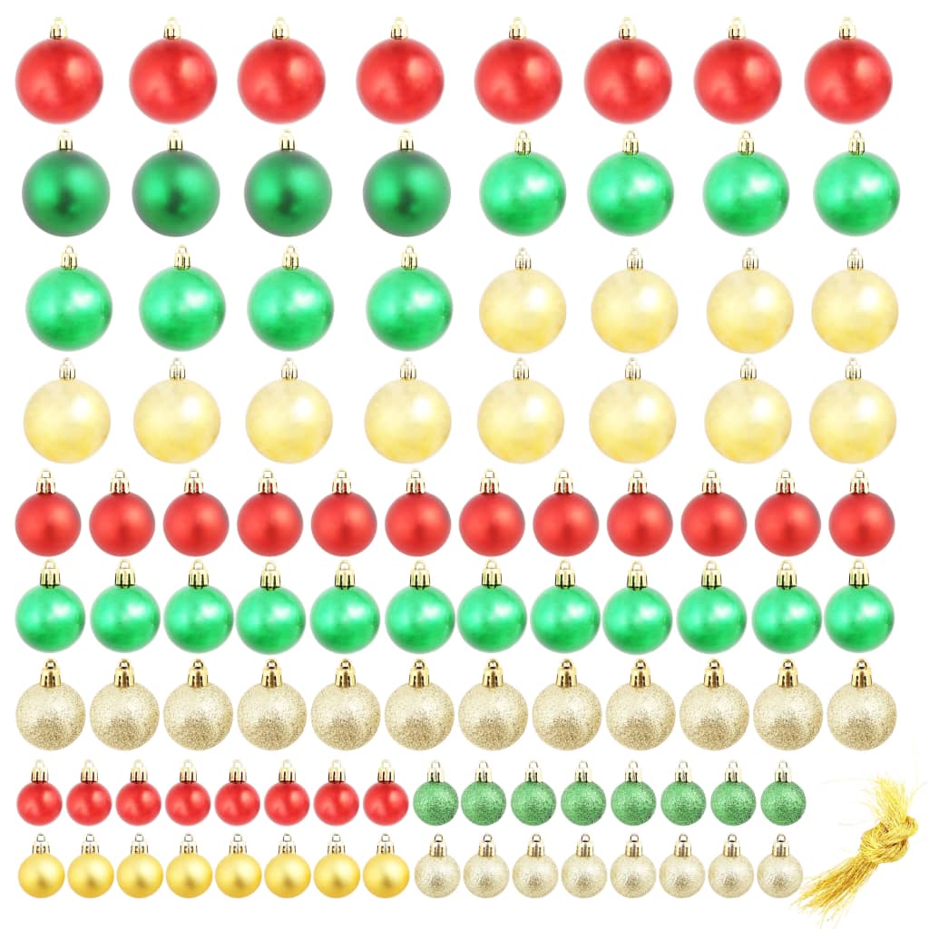 Vidaxl Weihnachtsbällchen 100 St rotes goldenes Grün