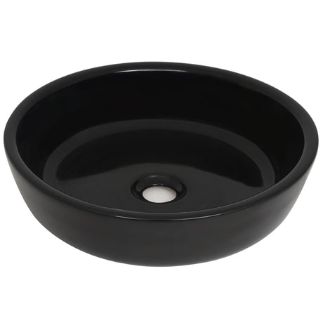Vidaxl wastafel rond 42x12 cm keramiek zwart