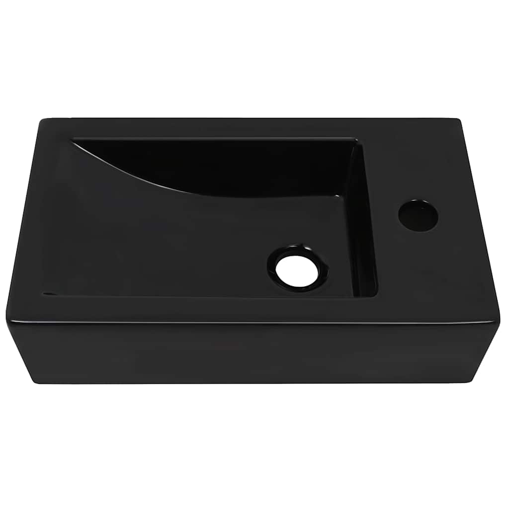 VIDAXL WASHBAIN mit Rechteck -Loch rechteckig 46x25,5x12 cm Keramik Schwarz