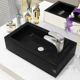 VIDAXL WASHBAIN mit Rechteck -Loch rechteckig 46x25,5x12 cm Keramik Schwarz