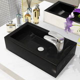 VIDAXL WASHBAIN mit Rechteck -Loch rechteckig 46x25,5x12 cm Keramik Schwarz
