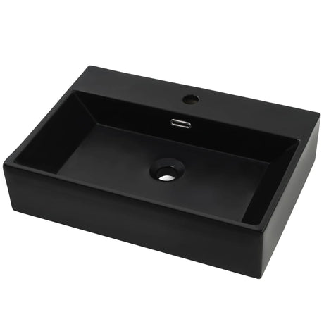 VIDAXL WASHBAIN mit TAP -Loch 76x42.5x14,5 cm Keramikschwarz