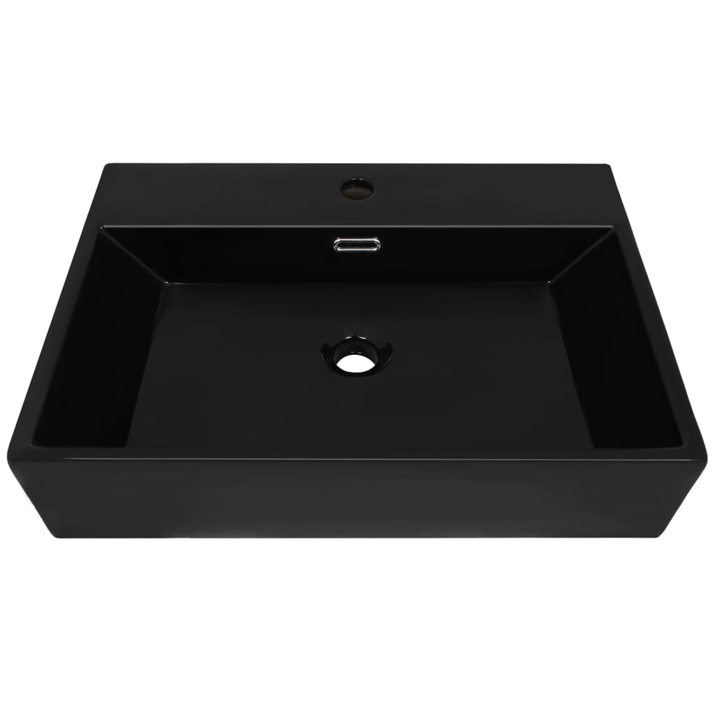 VIDAXL WASHBAIN mit TAP -Loch 76x42.5x14,5 cm Keramikschwarz
