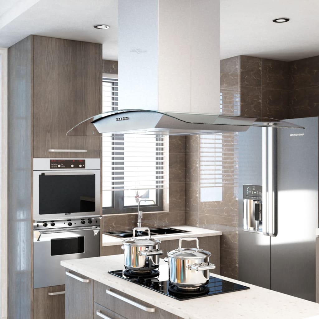 Vidaxl Island Extractor 756 m³ U LED 90 cm Edelstahl