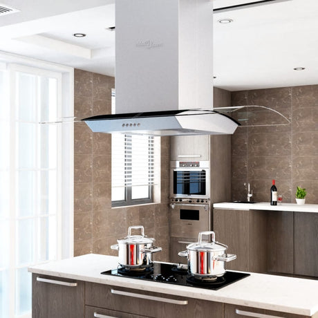 Vidaxl Island Extractor 756 m³ U LED 90 cm Edelstahl