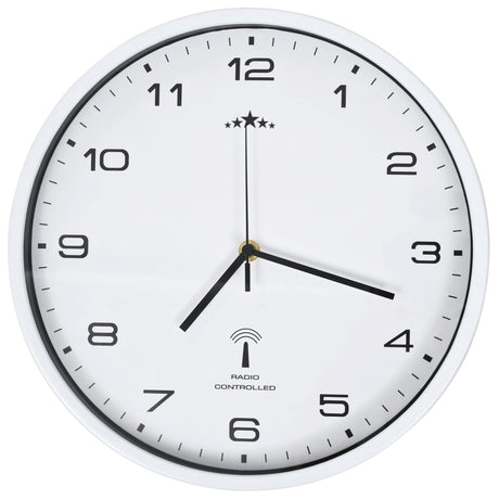 Vidaxl Wanduhr mit Quarz -Uhr -Radio -Steuer 31 cm Weiß