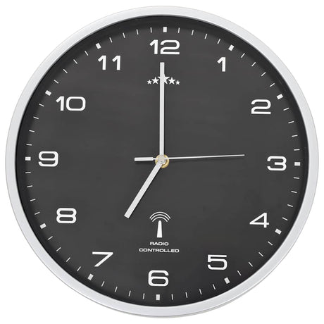 Vidaxl Wanduhr mit Quarz -Uhr -Radio -Steuer 31 cm Schwarz