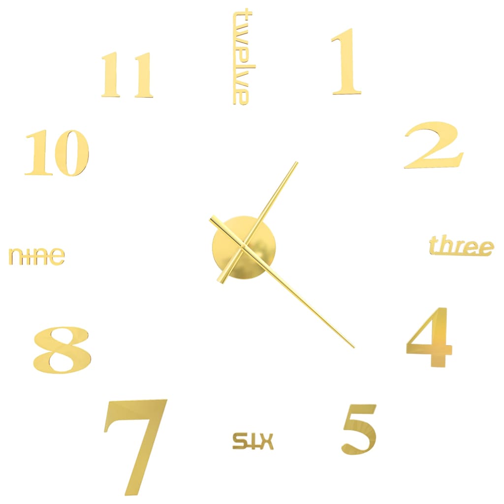 Vidaxl 3D -Wanduhr 100 cm xxl moderne Goldfarbe