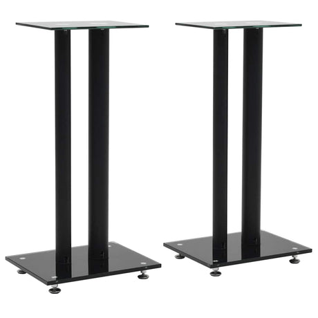 Vidaxl Lautsprecherstandards Säulendesign Temperiertes Glas schwarz 2 PCs