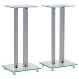 Vidaxl Lautsprecherstandards Säulendesign Temperiertes Glas Silber 2 STs