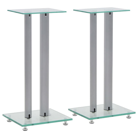 Vidaxl Lautsprecherstandards Säulendesign Temperiertes Glas Silber 2 STs