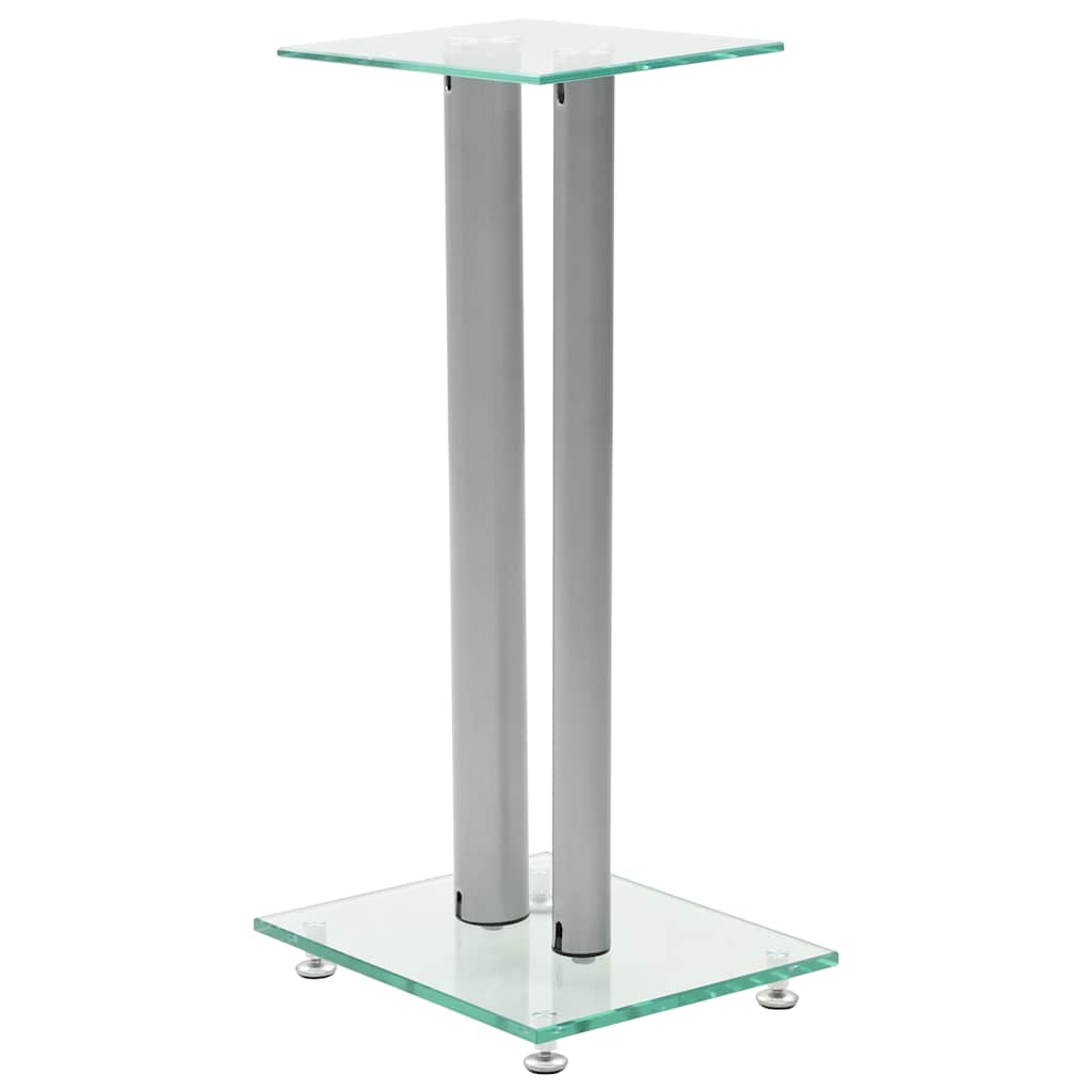 Vidaxl Lautsprecherstandards Säulendesign Temperiertes Glas Silber 2 STs