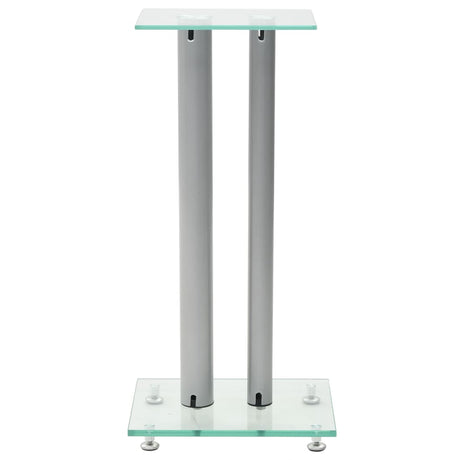 Vidaxl Lautsprecherstandards Säulendesign Temperiertes Glas Silber 2 STs