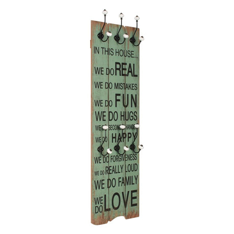 VIDAXL -Wandbedeckungsregal mit 6 Haken Happy Love 120x40 cm