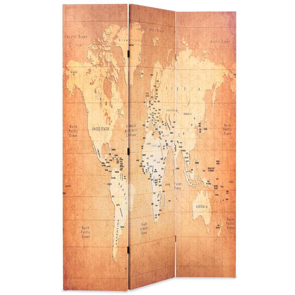 Vidaxl kamerscherm inklapbaar wereldkaart 120x170 cm geel