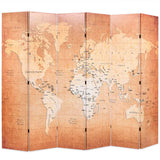 Vidaxl kamerscherm inklapbaar wereldkaart 228x170 cm geel