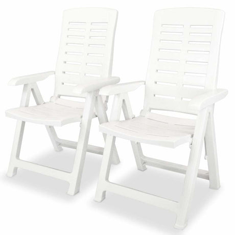 Vidaxl opklapbare ligstoelen, 2 stuks, wit plastic.