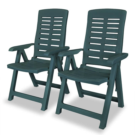 Vidaxl opklapbare ligstoelen, 2 stuks, groen plastic.