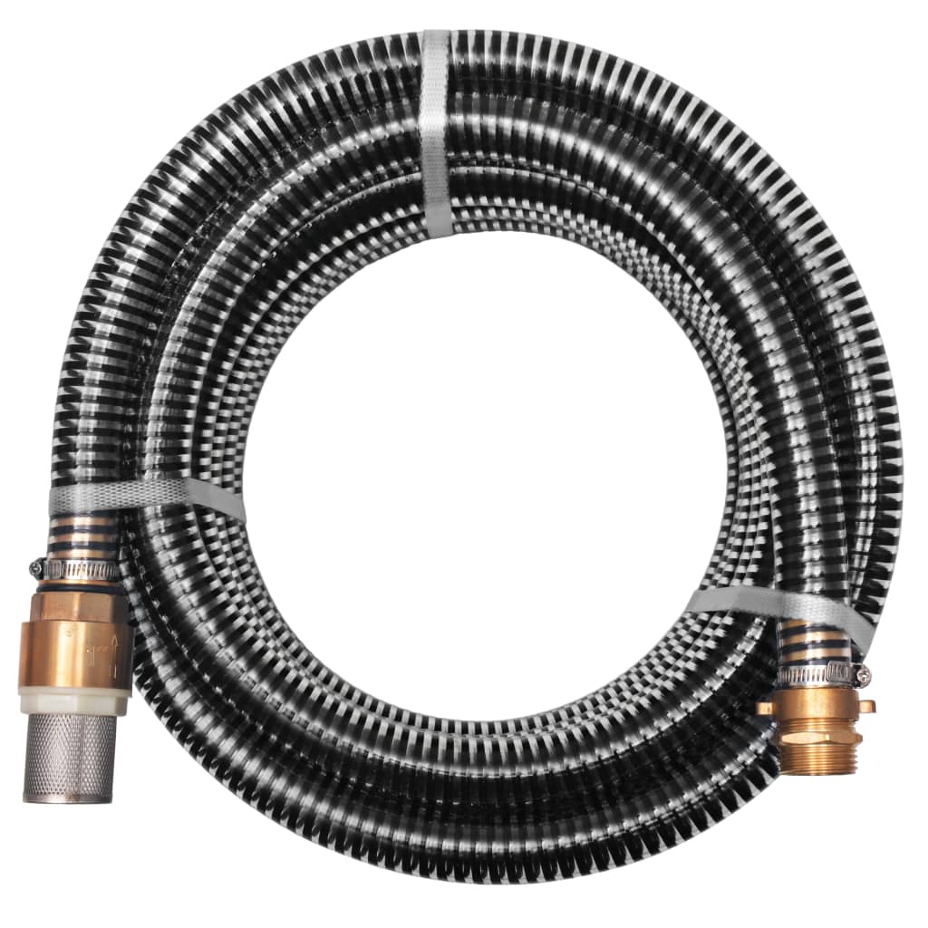 Vidaxl -Saugschlauch mit Messingkupplungen 15 m 25 mm schwarz