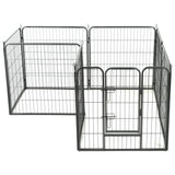 Vidaxl Hundelauf mit 8 Panels 80 x 80 cm Stahlschwarz