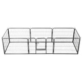 Vidaxl Hundelauf mit 8 Panels 80x60 cm Stahl schwarz
