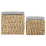Vidaxl poefset zeegras grijs 2-delig