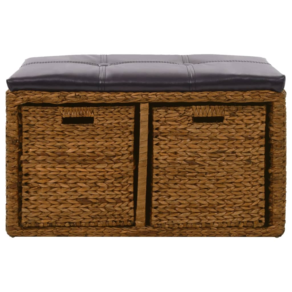 Vidaxl bankje met 2 manden 71x40x42 cm zeegras bruin