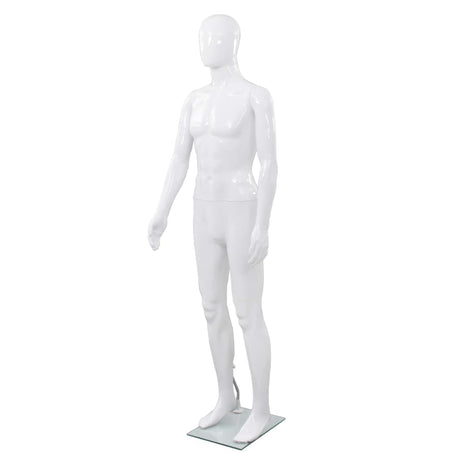 Vidaxl Estalage Puppe Männlich mit Glasfuß 175 cm glänzend Weiß