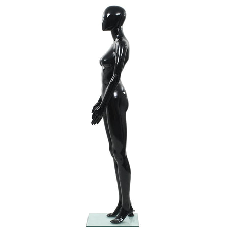 Vidaxl Estalage Puppe weiblich mit Glasfuß 175 cm glänzend schwarz