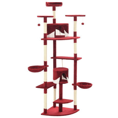 Vidaxl -Katzenkratzerpfosten mit Sisal -Kratzern 203 cm rot und weiß