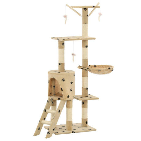 VIDAXL -Katzenkratzerpost mit Sisal -Kratzer -Posts 138 cm Pootprints Beige