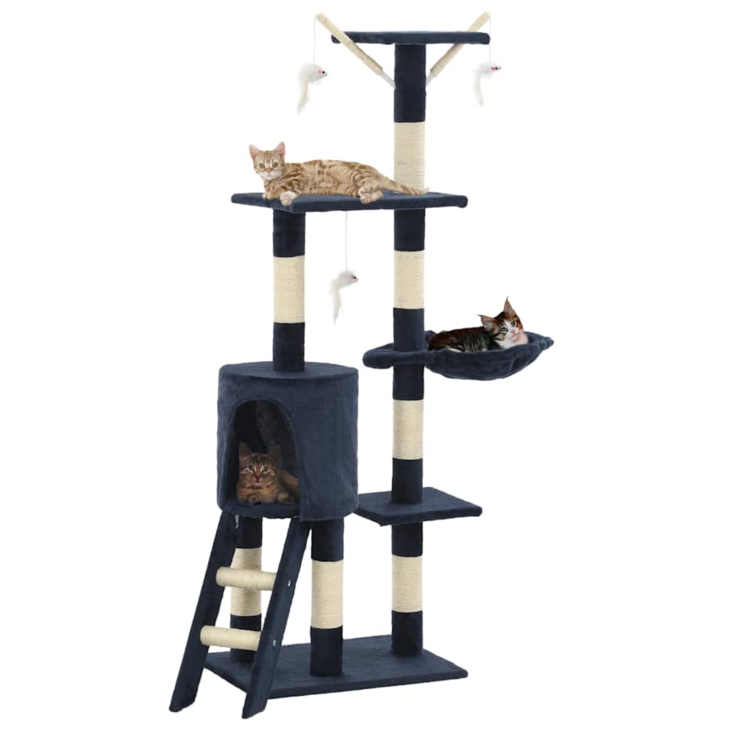 Vidaxl Katzenkratzbaum mit Sisal-Kratzstämmen 138 cm dunkelblau