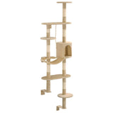 Vidaxl -Katzenkratzerpfosten mit Sisal -Kratzpfosten Wand Montage 194 cm Beige