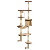 Vidaxl -Katzenkratzerpfosten mit Kratzpfosten Wand Montage 194 cm Beige Brown