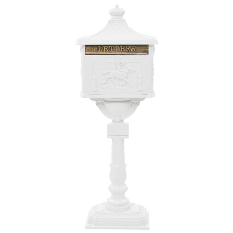 Vidaxl Standing Letterbox Vintage Style Rost -resistantes Aluminium weiß