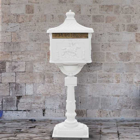 Vidaxl Standing Letterbox Vintage Style Rost -resistantes Aluminium weiß